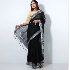 Black Color Cotton Saree
